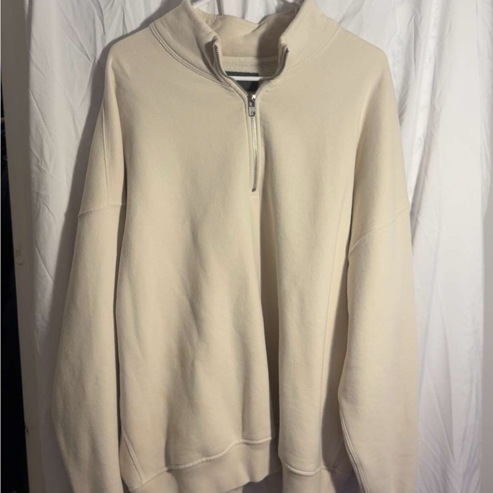 Men's Cream Half-Zip Sweater
